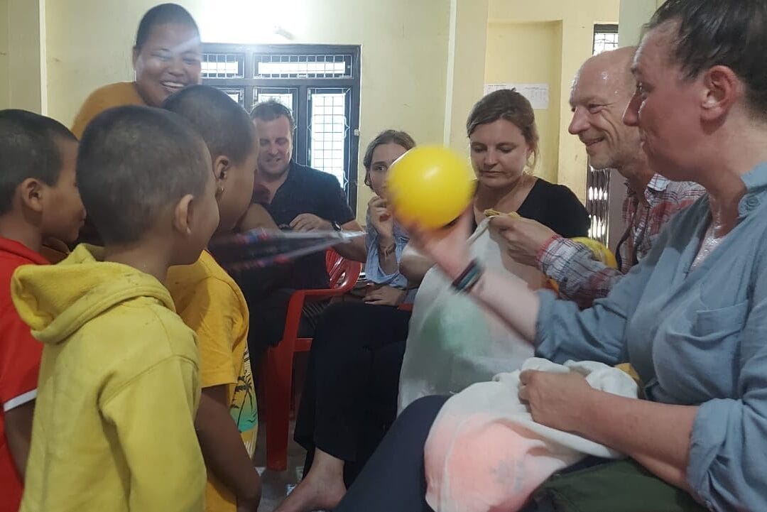 Group visit to an orphanage in Nepal with local children