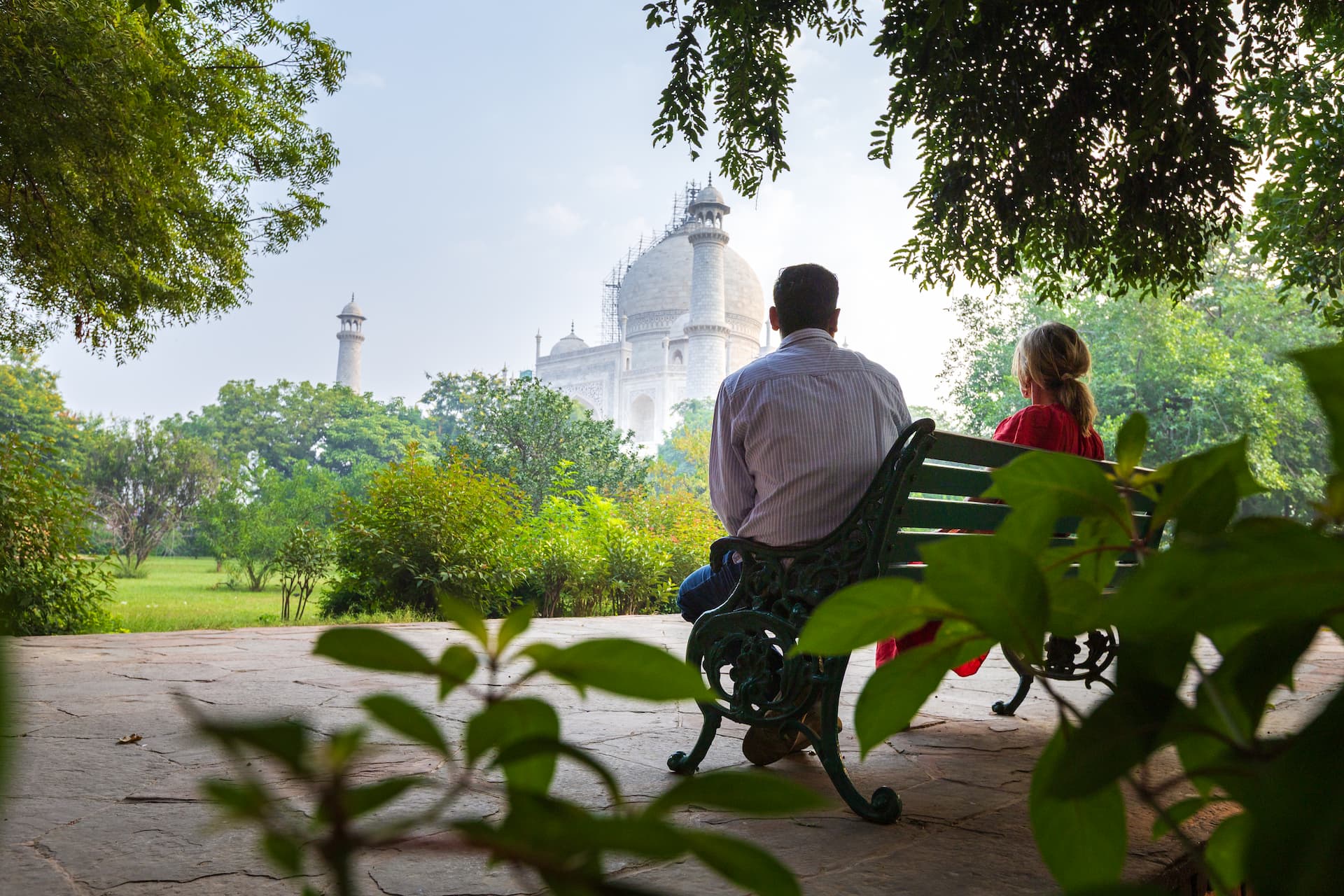 Kapil Raj with traveler at the Taj Mahal in Agra
