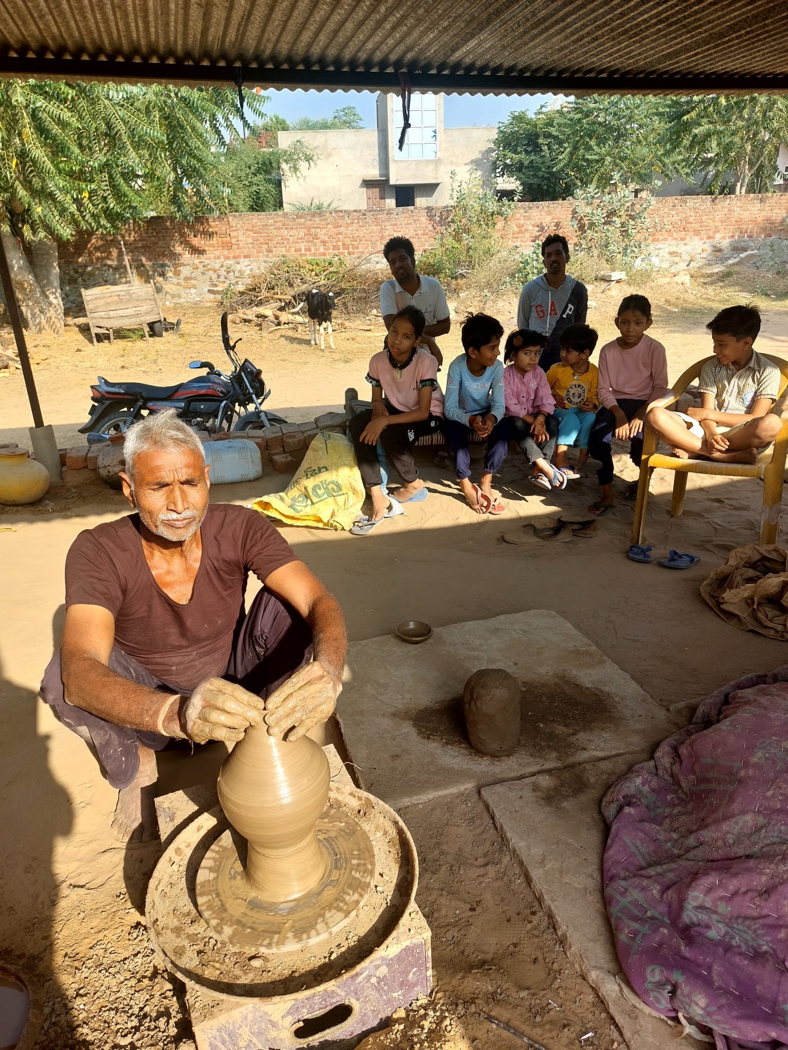 Textile artisan working in India village