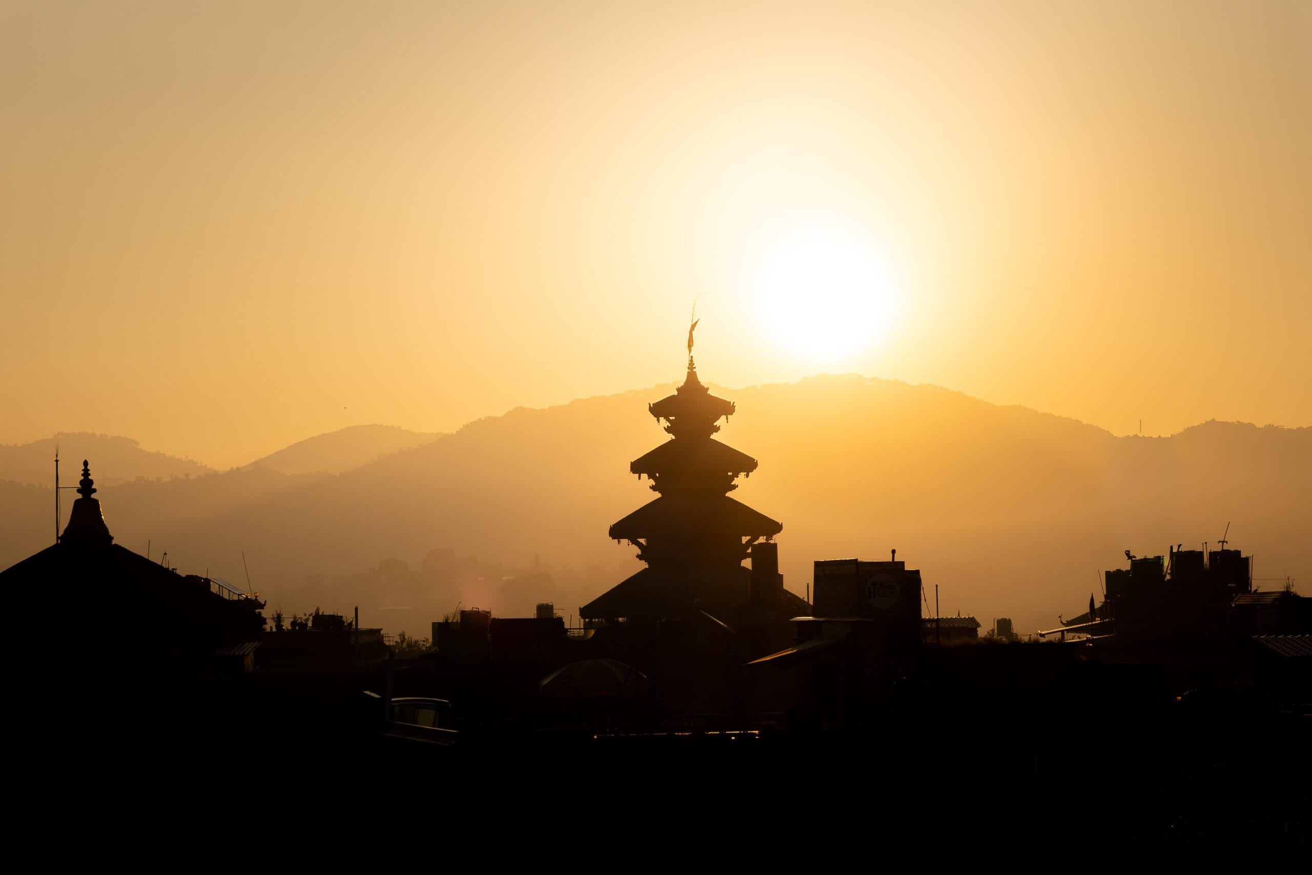 Bhaktapur, Nepal — Sunrise over the old town.