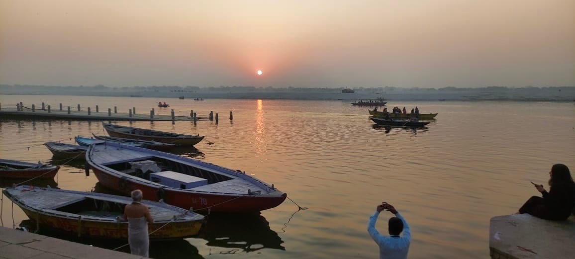 Boats at dawn on the Ganges, Varanasi
