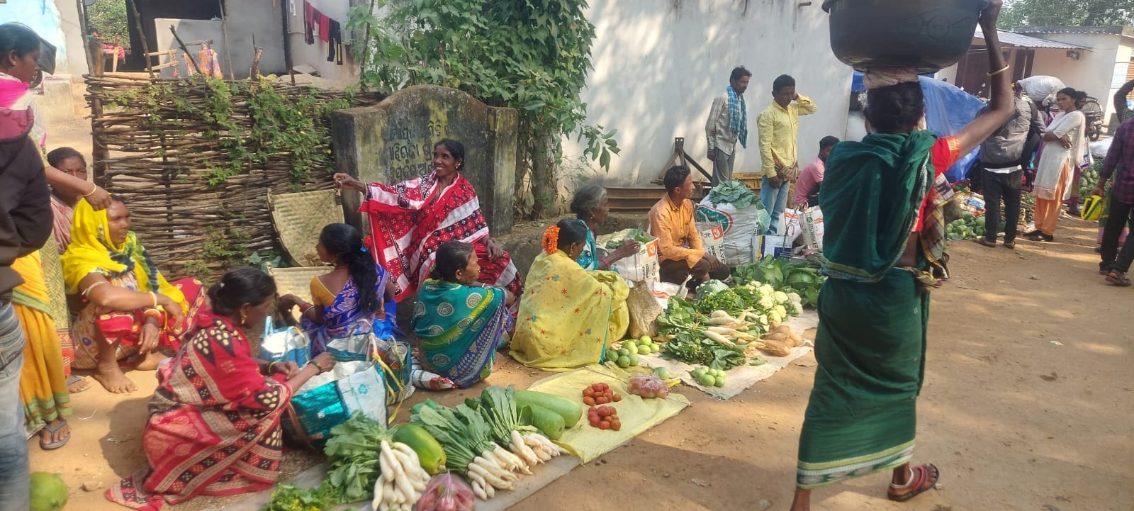 A colourful flower and vegetable market