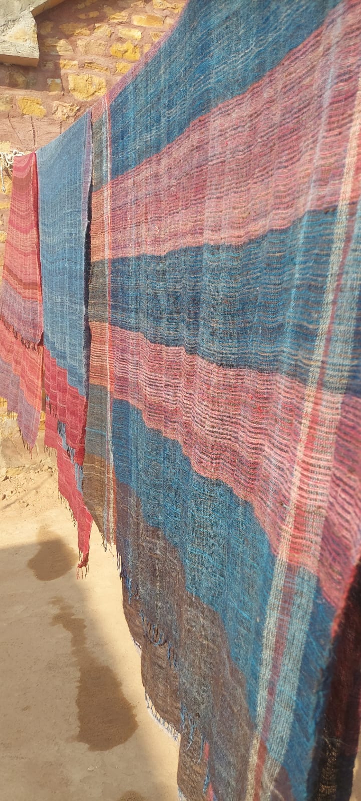Naturally dyed cloth drying