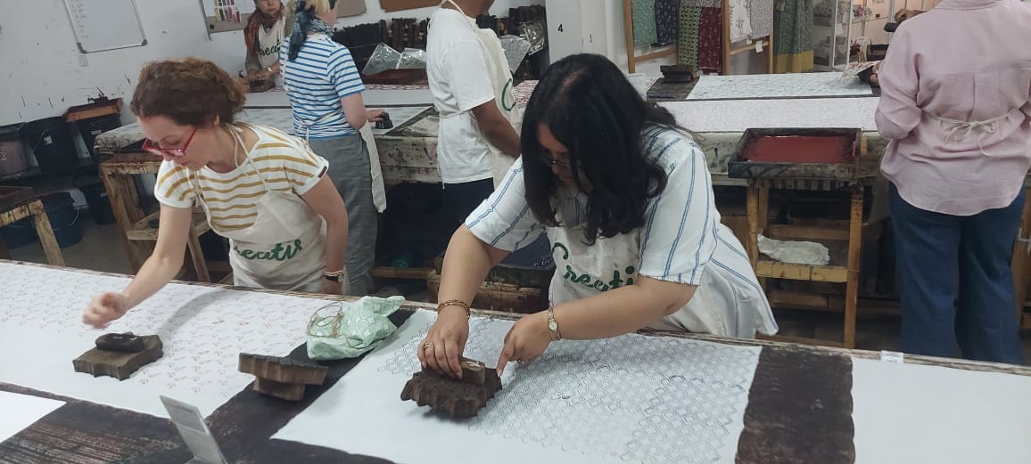 A hands-on block-printing class