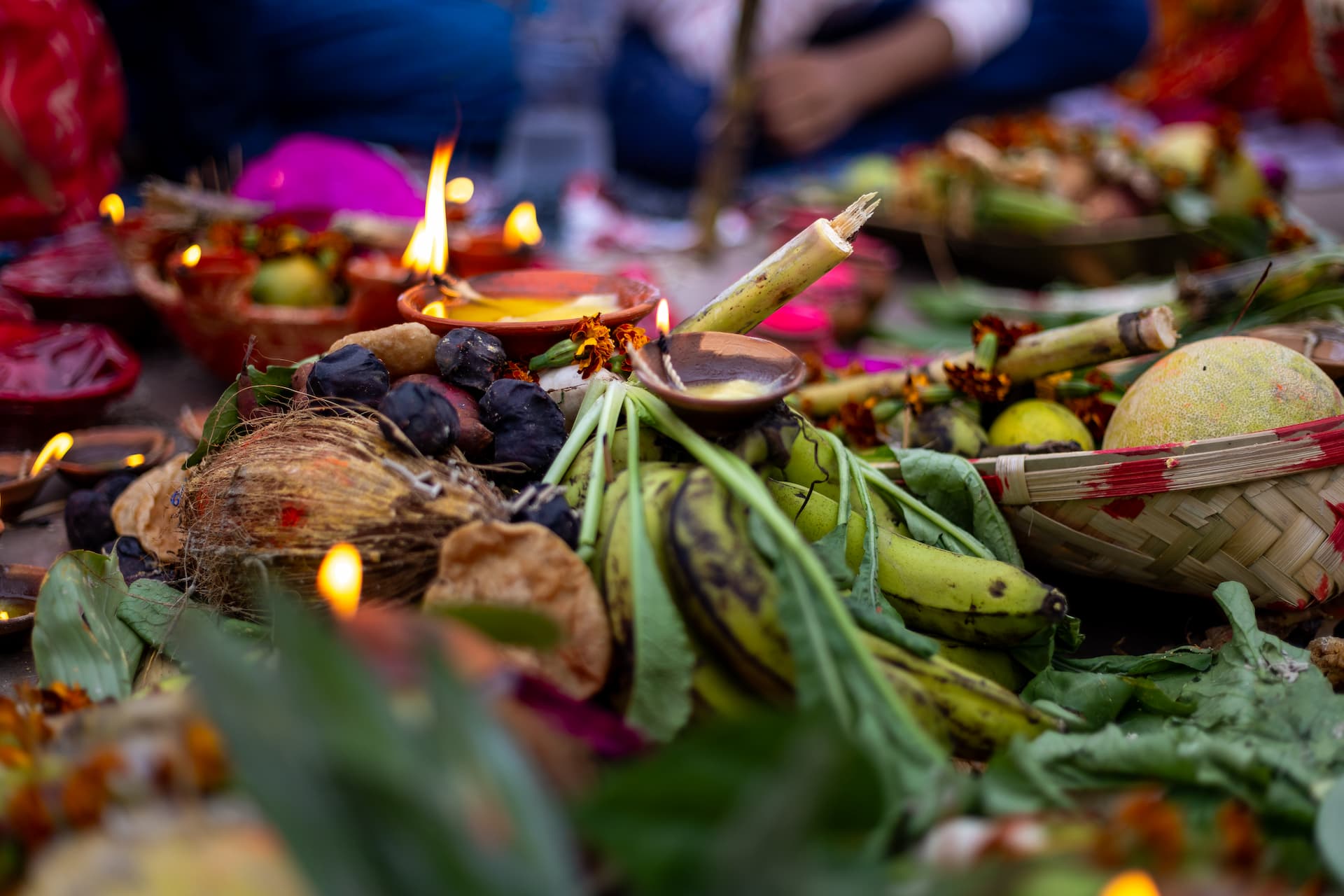 Varanasi, India — Offerings to the sun god at Chhath.